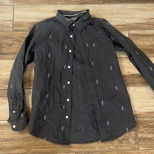 Cat and Jack boy gray lightning button up shirt